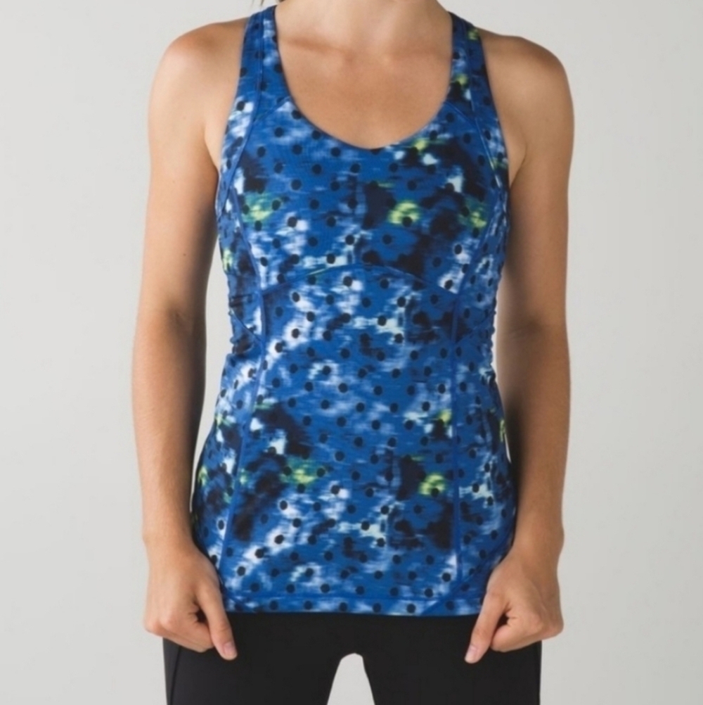 Lululemon Kanto Catch Me Windy Blooms Polka Dot Blue Tank 6 - Picture 2 of 6